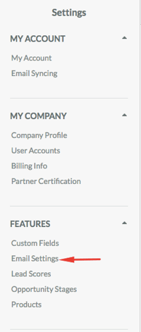 Sharpspring email settings
