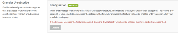 Sharpspring granular unsubscribe feature