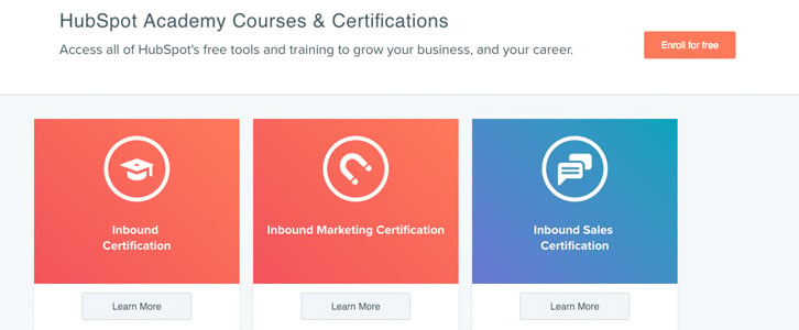 Hubspot courses screen